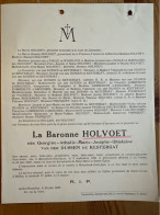 Baronne Holvoet Nee Georgine Van Der Dussen De Kestergat *1851 Molenbeek St Jean +1927 La Panne Ixelles Della Faille De - Todesanzeige