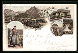 Lithographie Bad Ischl, Hotel Austria, Ortsansicht Mit Kaiservilla  - Sonstige & Ohne Zuordnung