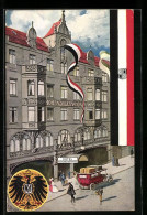 Künstler-AK Dresden, Hotel Hohenzollernhof, Inh. Georg Dressel, Wappen Und Flagge  - Dresden