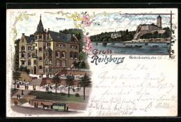 Lithographie Halle A/Saale, Gasthaus Reilsburg, Burg Giebichenstein  - Sonstige & Ohne Zuordnung