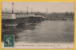 CPA PARIS INNONDATION 1910 Le Pont Et Place De La CONCORDE ( Oblitération Gare EST ) - Überschwemmung 1910