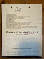 Madame Jules Goethals Nee Eulalie Morin *1829 Bruxelles +1900 Boitsfort Drogenbos Maus D’Hoop Van De Poele Maertens Joly - Esquela