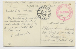 HAUTES PYRENEES CARTE TARBES 1915 + CACHET ROUGE 10E REGIMENT DE HUSSARDS TARBES - WW I