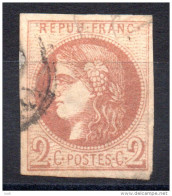 France N° 40B Ceres Emission De Bordeaux 2 C Brun Rouge - 1870 Emisión De Bordeaux