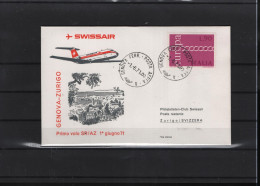 Schweiz Luftpost FFC Swissair 1.6.1971 Genua - Zürich - Primeros Vuelos