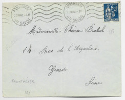 FRANCE PAIX 1FR 50 N° 288 SEUL LETTRE MEC ANNEMASSE 23.VIII.1940 HTE SAVOIE  POUR GENEVE TARIF FRONTALIER - 1932-39 Peace