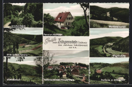 AK Tringenstein / Dillkreis, Hotel-Pension Heimann, Blick Vom Burgberg, Siegbachtal Und Wallenfelsertal  - Autres & Non Classés