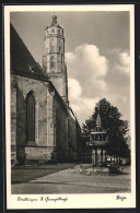 AK Nördlingen, St. Georgskirche Und Brunnen  - Nördlingen