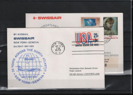 Schweiz Luftpost FFC Swissair  2.5..1972 New York - Genf - First Flight Covers