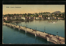 AK Luzern, Strassenbahn Auf Der Seebrücke  - Tramways