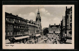 AK Erfurt, Anger Mit Strassenbahn Und Weinrestaurant  - Tranvía