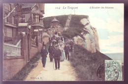 76 - LE TREPORT - ESCALIER DES FALAISES - COLORISÉE - ANIMÉE -  - Le Treport