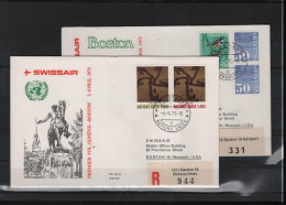 Schweiz Luftpost FFC Swissair  4.4.1973 Genf - Boston - Primeros Vuelos