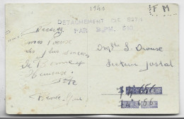 CARTE BONNE FETE GRIFFE DETACHEMENT CIE 827/1 PAR B.P.M. 510 POUR SP 74 656 - WW II