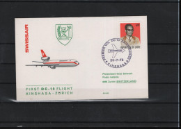 Schweiz Luftpost FFC Swissair  25.7..1973 Kinshasa - Zürich - Erst- U. Sonderflugbriefe