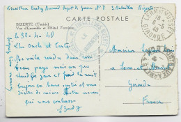 TUNISIE BIZERTE CARTE POSTE AUX ARMEES 1.5.1940 BCMA + DEPOT DE GUERRE TIRAILLEURS POUR LERM MUSSET GIRONDE - Oorlog 1939-45