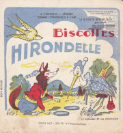 BUVARD & BLOTTER -  Biscottes HIRONDELLE - Fable De La Fontaine - Le Renard Et La Cigogne - Autres & Non Classés