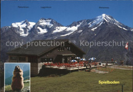 11870933 Saas-Fee Restaurant Spielboden Mit Fletschhorn Lagginhorn Weissmies Mur - Autres & Non Classés