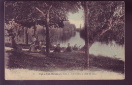 78 - VAUX-sur-SEINE - REPOS AU BORD DE L'EAU - ANIMEE - COLORISEE -  - Autres & Non Classés