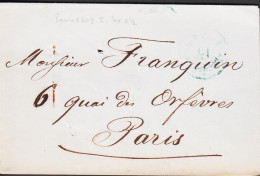 1851. FRANCE. Small Old Cover To Paris Cancelled 15c In Bluish And At Arrival PARIS 28 JANV 51. . - JF545627 - 1801-1848: Vorläufer XIX