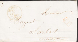 1846. FRANCE. Small Old Cover Cancelled LE BUGUE 31 AOUT 1846 + P.P In Box. Arrival Cancel Reverse.  - JF545628 - 1801-1848: Précurseurs XIX