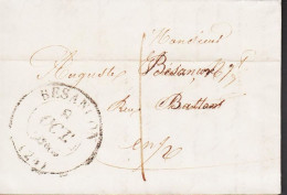 1842. FRANCE. Small Old Cover Cancelled BESANCON 8 OCT 1842 And With Arrival Cancel Reverse. Original Lett... - JF545629 - 1801-1848: Précurseurs XIX