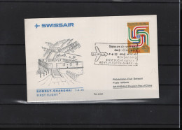 Schweiz Luftpost FFC Swissair  7.4.1974 Bombay - Shanghai - Erst- U. Sonderflugbriefe