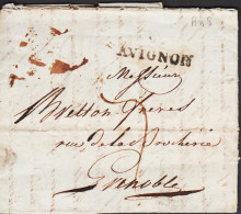 1808. FRANCE. Interesting Old Cover Cancelled AVIGNON To Grenoble. Original Letter Included. . - JF545638 - 1801-1848: Vorläufer XIX