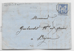 JURA SAGE 25C LETTRE CONVOYEUR STATION ARBOIS 1876 POUR DIJON - 1849-1876: Période Classique