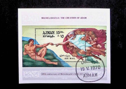 CL, Blocs-feuillets, Block, Emirats Arabes Unis, Ajman, 500 Th Anniversary Of Michelangelo's Birth, 19 V. 1970 - Adschman