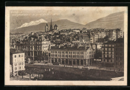 AK Genève, Vue Gènèrale Etle Quai De La Poste, Strassenbahn  - Strassenbahnen