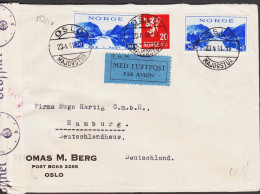 1941. NORGE. Fine Censored Envelope With 2 Ex 30 ØRE Turism (Sunnfjord) And 20 ØRE 
 Lion T... (Michel 202+) - JF545663 - Storia Postale