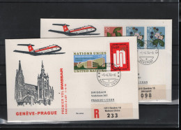 Schweiz Luftpost FFC Swissair  1.4.1974 Genf - Prag - Erst- U. Sonderflugbriefe