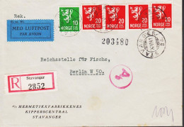 1941. NORGE. Fine Censored Registered Envelope With 4 Ex 20 ØRE And 10 ØRE 
 Lion To Reichs... (Michel 184+) - JF545664 - Covers & Documents