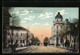 AK Belgrade, Rue De Roi Milan, Strassenbahn  - Strassenbahnen