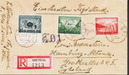 1944. NORGE. Very Fine Small Registered Envelope With Complete Set LANDSHJELPEN Cancelled... (Michel 292-294) - JF545671 - Storia Postale