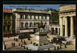 AK Genova, Piazza Deferrari E Hotel De Genes, Strassenbahn  - Tramways