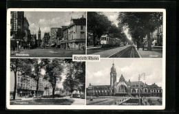 AK Krefeld /Rhein, Rheinstrasse, Ostwall Mit Strassenbahn, Passagehaus, Hauptbahnhof  - Tram