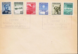 1943. NORGE. Fine Envelope With 10, 15, 20, 30 40 And 60 ØRE London Issue Cancelled With ... (Michel 278-283) - JF545675 - Briefe U. Dokumente