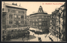 AK Valencia, Plaza De La Reina, Strassenbahn  - Tram