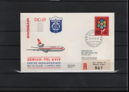 Schweiz Luftpost FFC Swissair  29.3.1974 Zürich - Tel Aviv - Erst- U. Sonderflugbriefe