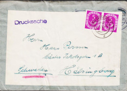 1953. DEUTSCHE BUNDESPOST. Pair 5 Pf POSTHORN On Reused Envelope To Sweden As Printed Mat... (Michel 125/125) - JF545709 - Cartas & Documentos