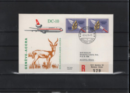 Schweiz Luftpost FFC Swissair  2.4.1974 Genf - Accra - Erst- U. Sonderflugbriefe