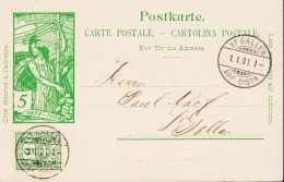 1901. SCHWEIZ. 5 C. Carte Postale Jubile De L'union Postale Universelle 1875-1900 + 5 C Beautifully Cancel... - JF545718 - Enteros Postales