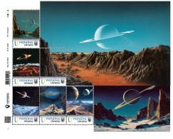 Ukraine 2022, Space, Astronomy, Solar System, Saturn, Sheetlet Of 9v - Ukraine