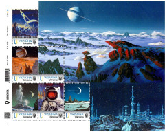 Ukraine 2022, Space, Astronomy, Solar System, Saturn, Sheetlet Of 9v - Ucraina