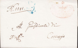 1854. MODENA. Nice Cover With Red Cancel To Corregio. Reverse Bell Shaped Cancel 29 DIC 54. Interesting Co... - JF545740 - Modène