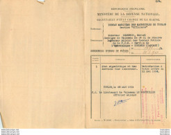 SECRETARIAT CHARGE DE LA MARINE  FICHE MATRICULE  TOULON MAI 1954 BORDEREAU ENVOI ET FICHE DOMENEGO MARCEL - Altri & Non Classificati