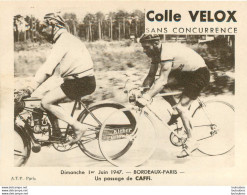 BORDEAUX PARIS 1947 PASSAGE DE CAFFI 15 X 11 CM - Radsport