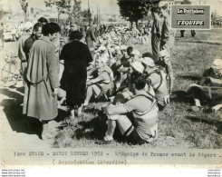 TOUR DE FRANCE 1952 EQUIPE DE FRANCE AVANT LE DEPART 1ère ETAPE PHOTO DE PRESSE ARGENTIQUE FORMAT 20 X 15 CM - Sport